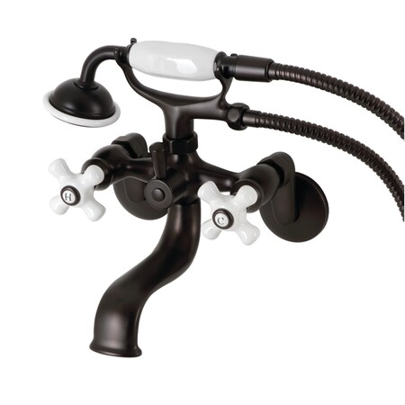 Kingston Brass Wall Mount Clawfoot Tub Faucet with Hand Shower, Oil Rubbed Bronze KS226PXORB